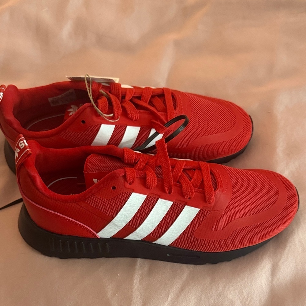 Adidas Men's Red and White Sneakers - Picture 1 of 5